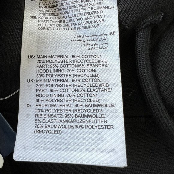 Reebok Womens Sweatshirt Hoodie Size‎ Large Fleece Athletic Black White Logo NWT - Picture 6 of 9